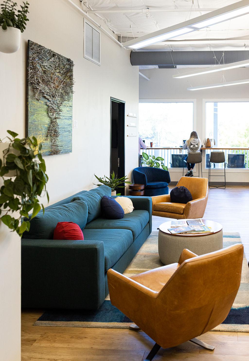 Interior lounge area at Granite City Workspaces, Folsom CA